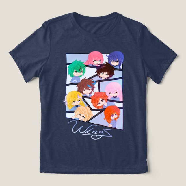 Wingz Multi Charaktere Tri-Blend Shirt (Design Vorderseite)