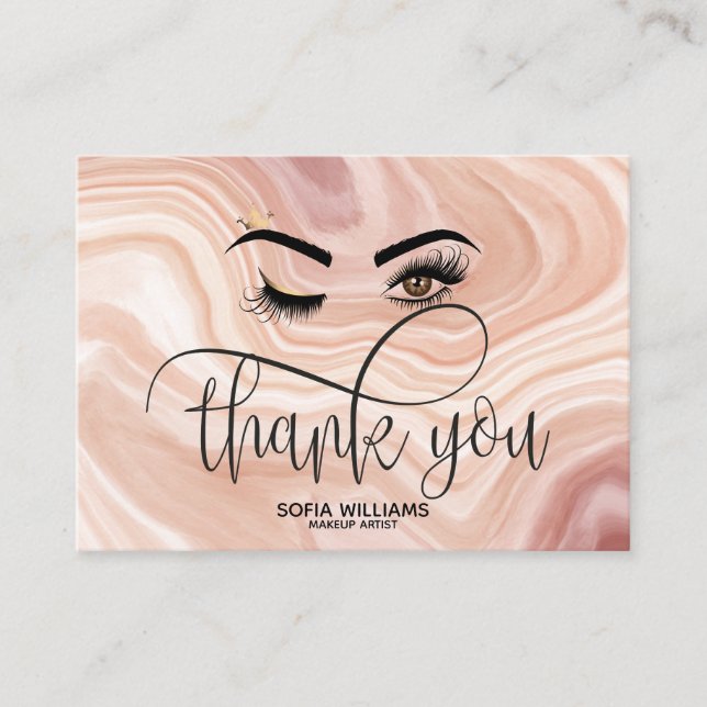 Wink Beautiful Eye staubige rosa Marmor Aftercare Empfehlungskarte (Vorderseite)