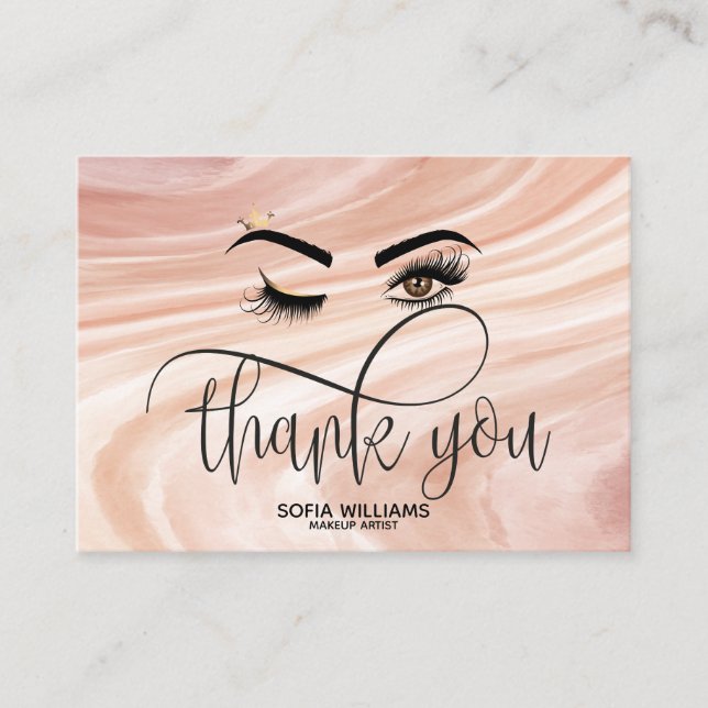 Wink Beauwn Brown Eye staubig pink Aftercare Empfehlungskarte (Vorderseite)