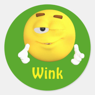 Wink Emoji Emoticon Cartoon Face Runder Aufkleber