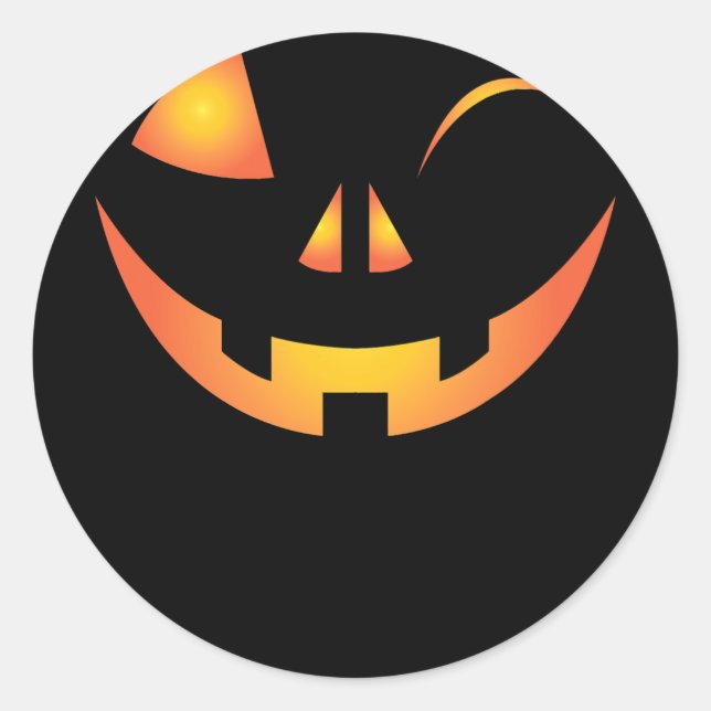 Wink Face Pumpkin Kürbislaterne Costume Cool Hall Runder Aufkleber (Vorderseite)