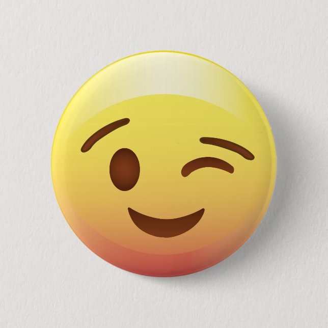 Wink-Lächeln-Gelb Emoji Knopf-Button Button (Vorderseite)