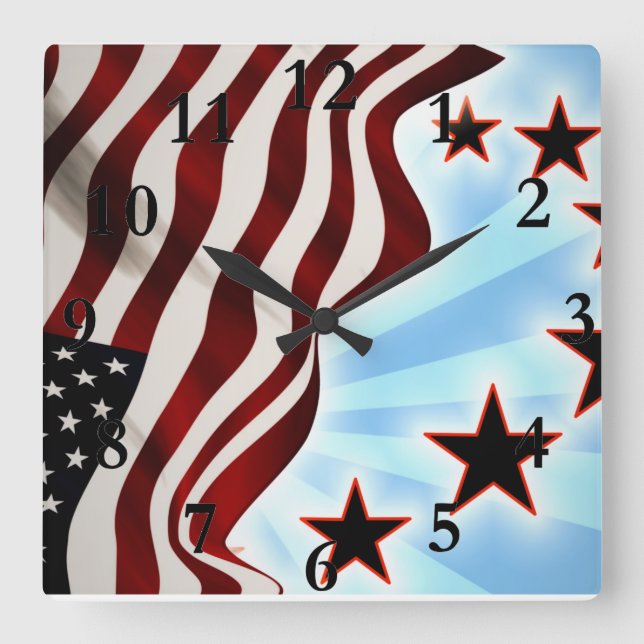 Winkelflagge der USA Quadratische Wanduhr (Vorderseite)