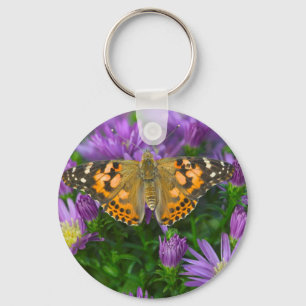 Winkelflügel-Schmetterling auf Kegelblume Schlüsselanhänger