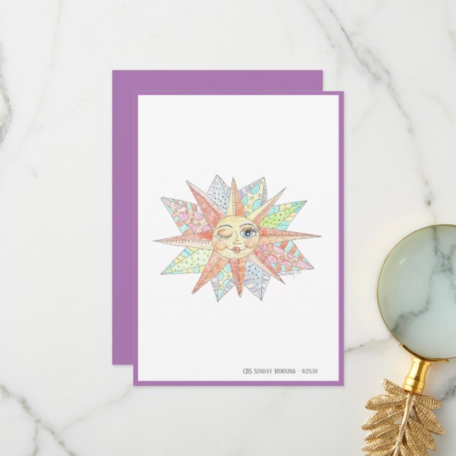 Winken whimsical Sonne danke Karte (Vorderseite/Rückseite Beispiel)