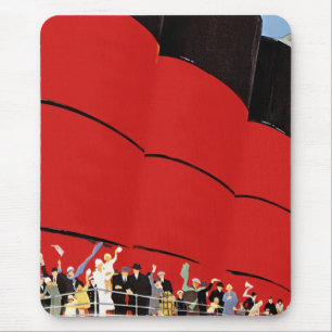 Winkende Passagiere eines alten Kreuzfahrtschiffs Mousepad