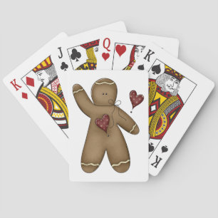 Winkender Lebkuchenmann mit gepunkteten Herzen Spielkarten