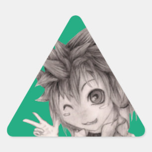 Winking Anime Typ, Original Zeichnend Dreieckiger Aufkleber