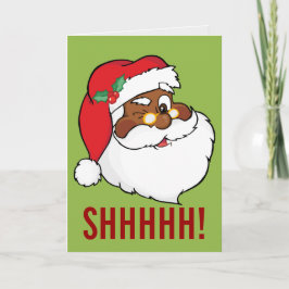 Winking Black Santa Behaltend Weihnachtsgeheimniss Feiertagskarte
