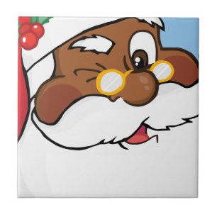 Winking Black Santa Behaltend Weihnachtsgeheimniss Fliese