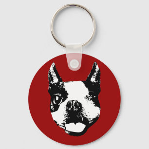 Winking Boston Terrier Schlüsselanhänger