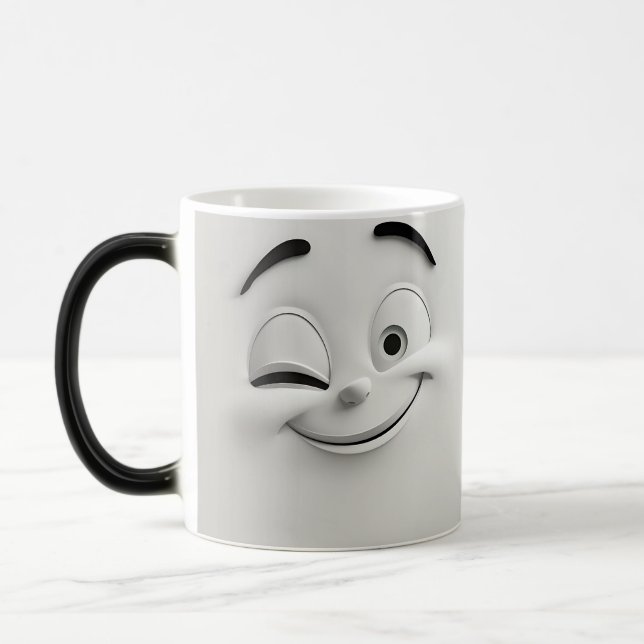 Winking Cartoon Face 3D Verwandlungstasse (Links)