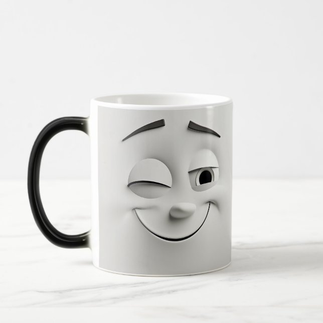 Winking Cartoon Face 3D Verwandlungstasse (Links)