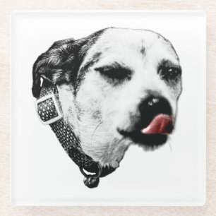 Winking Dog Untersetzer – Detail der roten Zunge