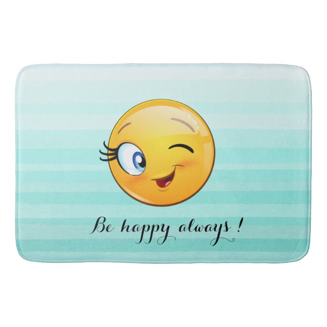 Winking Emoji Face-Be immer glücklich Badematte (Vorderseite)