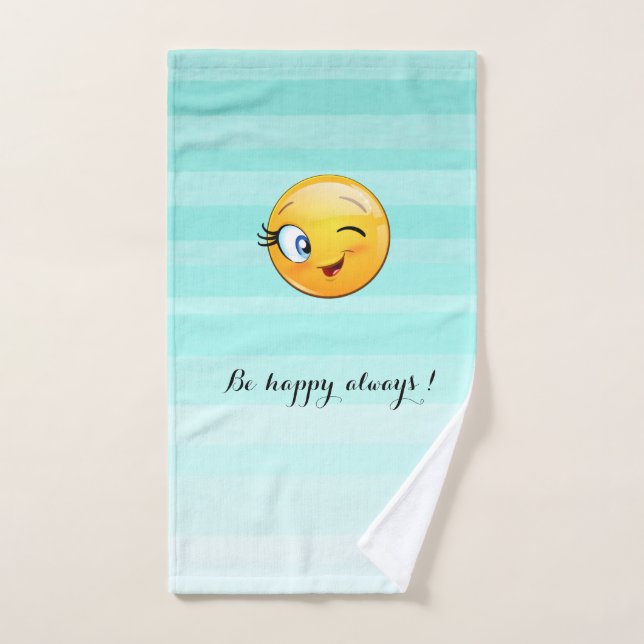 Winking Emoji Face-Be immer glücklich Badhandtuch Set (Handtuch)