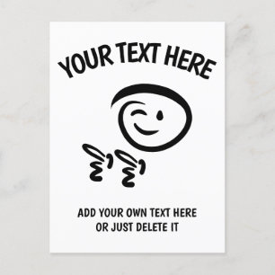 Winking Emoji Face mit Fingerguns Doodle Template Postkarte