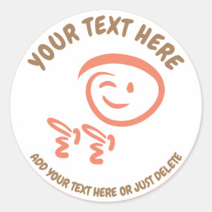 Winking Emoji Face mit Fingerguns Doodle Template Runder Aufkleber