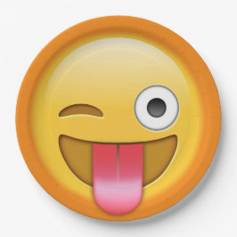 Winking Emoji Papierplatte Pappteller