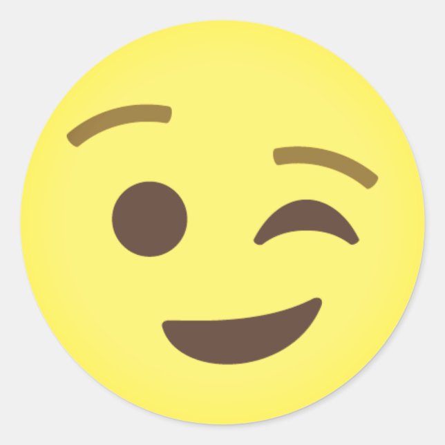 Winking Emoji Runder Aufkleber (Vorderseite)