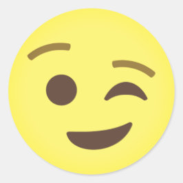 Winking Emoji Runder Aufkleber