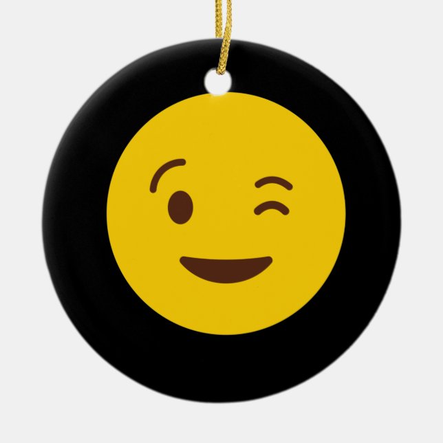 Winking Face Emoji TShirt Keramik Ornament (Vorne)