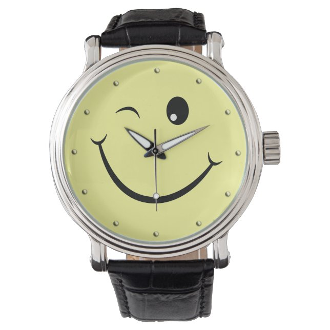 Winking Happy Face Armbanduhr (Vorderseite)