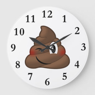 Winking Kacke Emoji Große Wanduhr