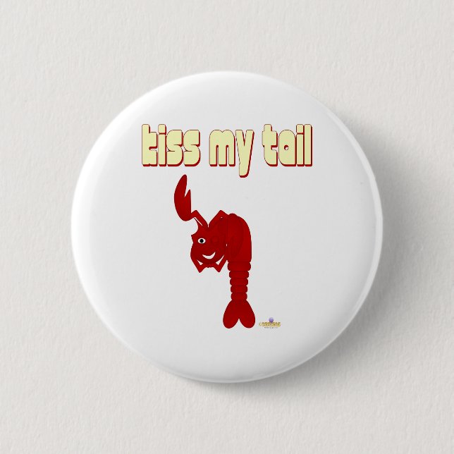 Winking Red Lobster Kiss Mein Schwanz Button (Vorderseite)