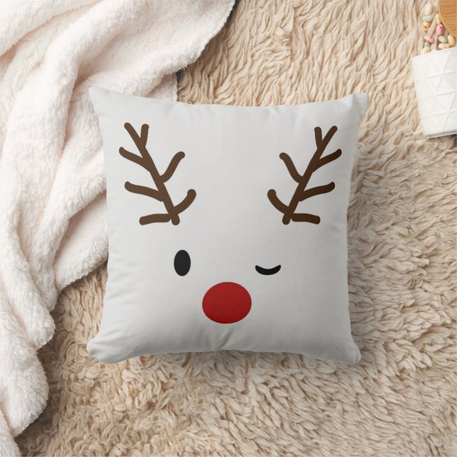 Winking Reindeer Kariert Weihnachten Kissen (Decke)