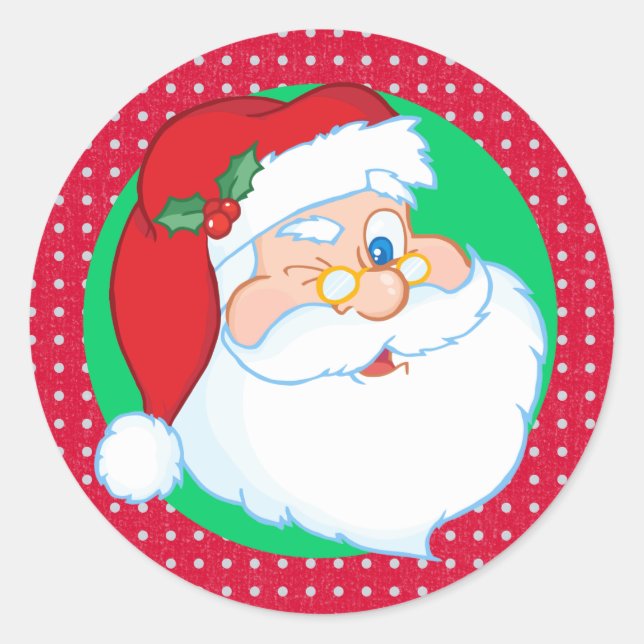 Winking Santa Claus Holiday Runder Aufkleber (Vorderseite)
