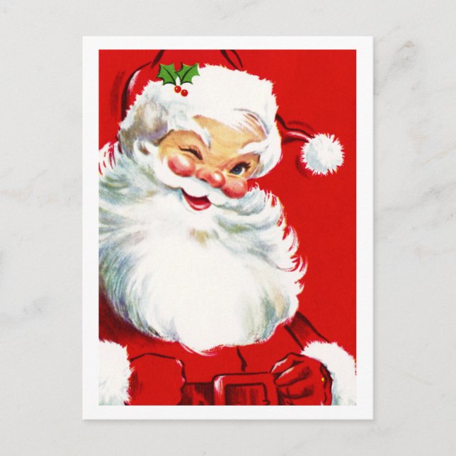Winking Santa Feiertagspostkarte (Vorderseite)
