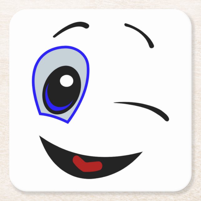 WINKING SMILEY RECHTECKIGER PAPPUNTERSETZER (Vorderseite)