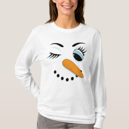 Winking Snowwoman Funny Christmas T-Shirt