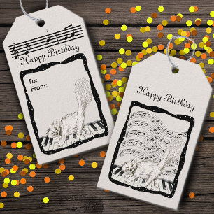 Winking White Cat auf Piano Bars von Musiknoten Geschenkanhänger