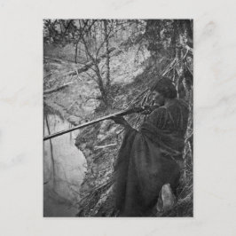 Winnebago Indischer Chefente Jagd Graustufen Postkarte