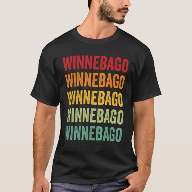 Winnebago Landkreis Illinois Rainbow Text Design T-Shirt (Vorderseite)