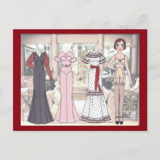 Winnie, Art Deco Lady Paper Doll von 1936 Postkarte