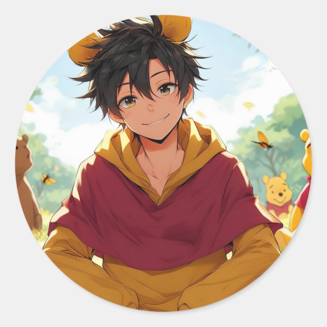 Winnie the Pooh Anime Typ V12 Sticker (Vorderseite)