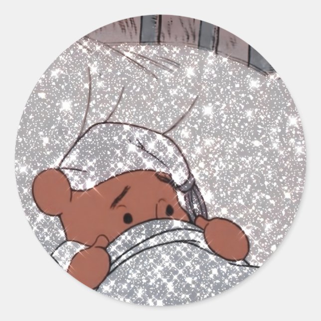 Winnie the Pooh Glitzer Runder Aufkleber (Vorderseite)