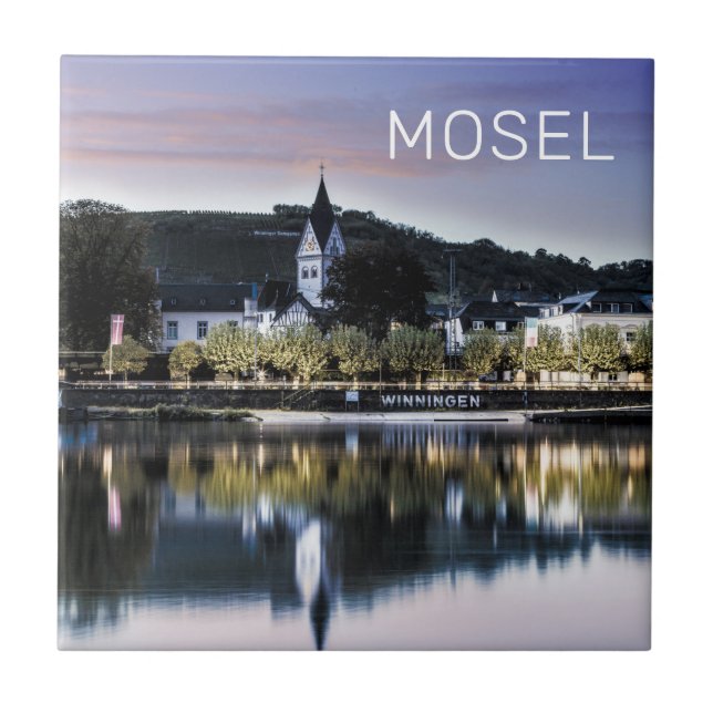 Winningen Moselle Sunset Panorama Deutschland Vint Fliese (Vorderseite)