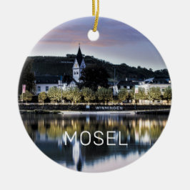 Winningen Moselle Sunset Panorama Deutschland Vint Keramik Ornament