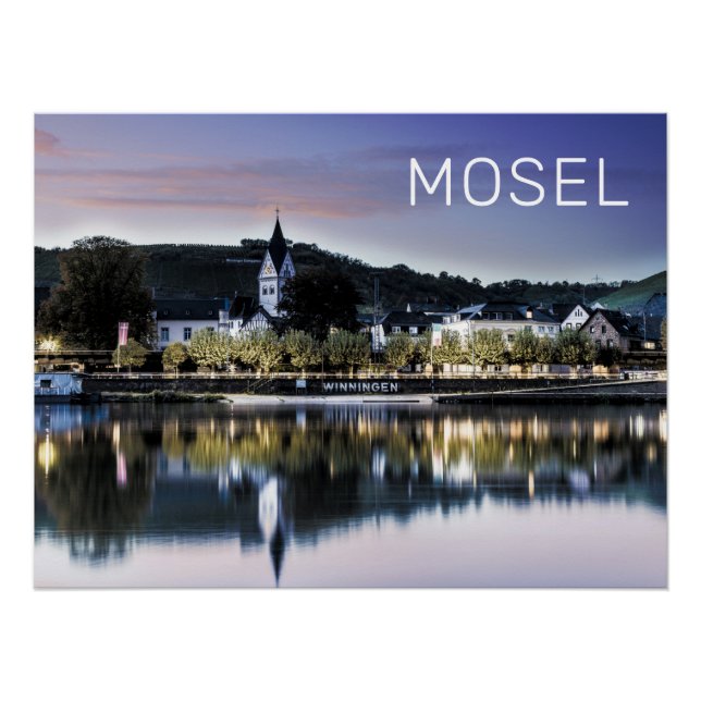 Winningen Moselle Sunset Panorama Deutschland Vint Poster (Vorderseite)
