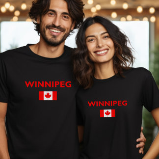 Winnipeg Kanada kanadische Flagge dunkle Farbe T-Shirt