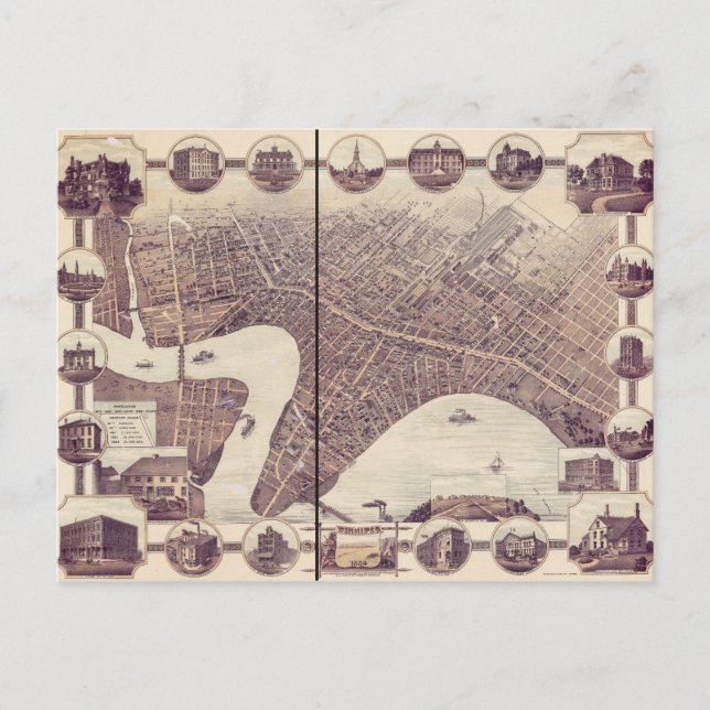 Winnipeg Manitoba Carte des yeux des oiseaux du Ca (Devant)