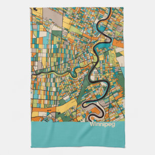 Winnipeg Map/blau Geschirrtuch