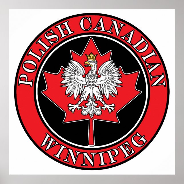 Winnipeg Runde Polnisch Kanadisches Leaf Poster (Vorne)