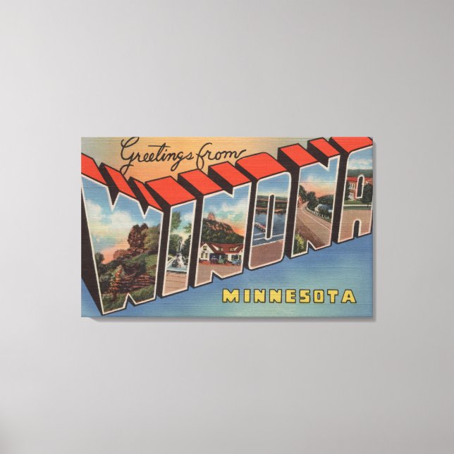 Winona, Minnesota - Große Buchstabenszenen Leinwanddruck (Vorderseite)