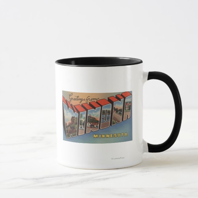 Winona, Minnesota - Große Buchstabenszenen Tasse (Rechts)