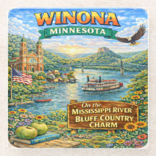 Winona, MN Minnesota Souvenir Geschenkuntersetzer Glasuntersetzer